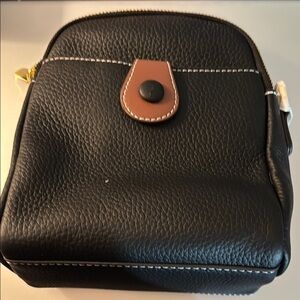Black Leather Backpack with Brown Accent